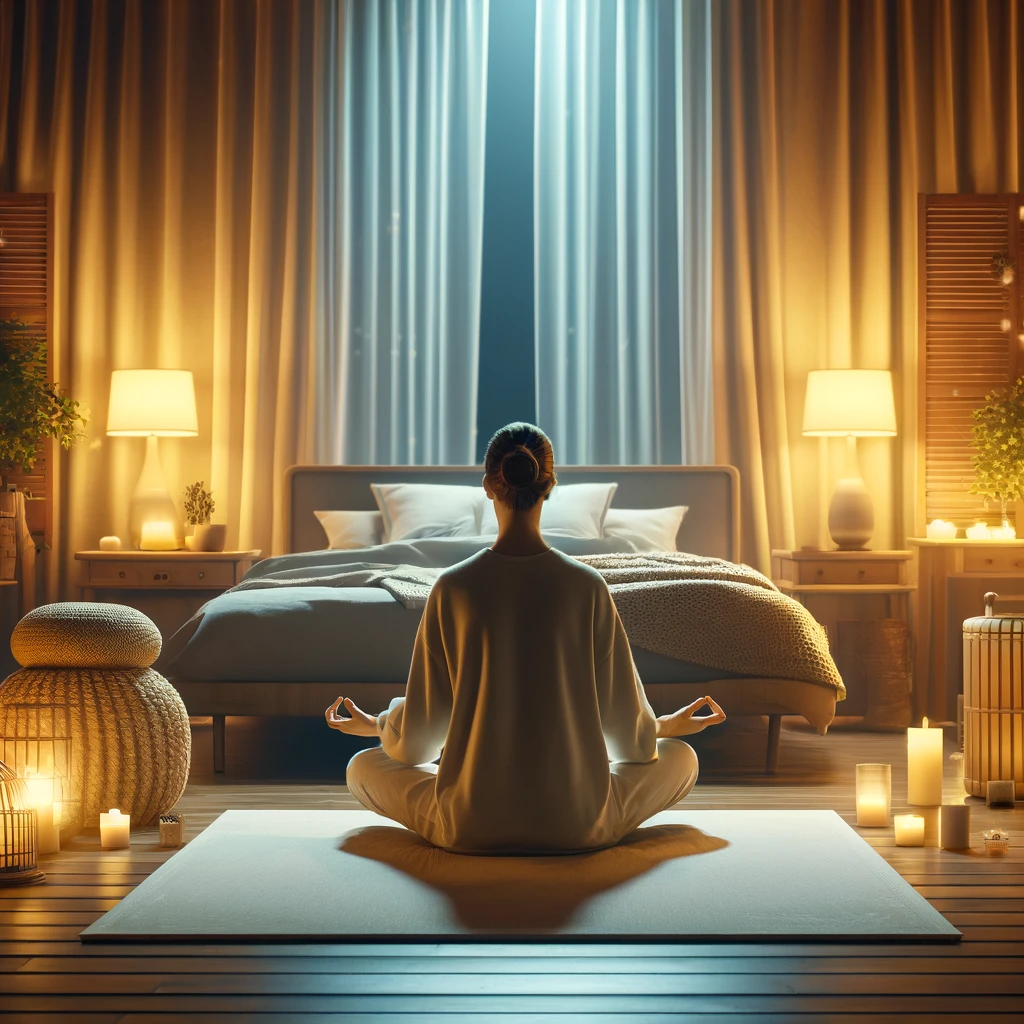 A person engaging in a nightly meditation routine